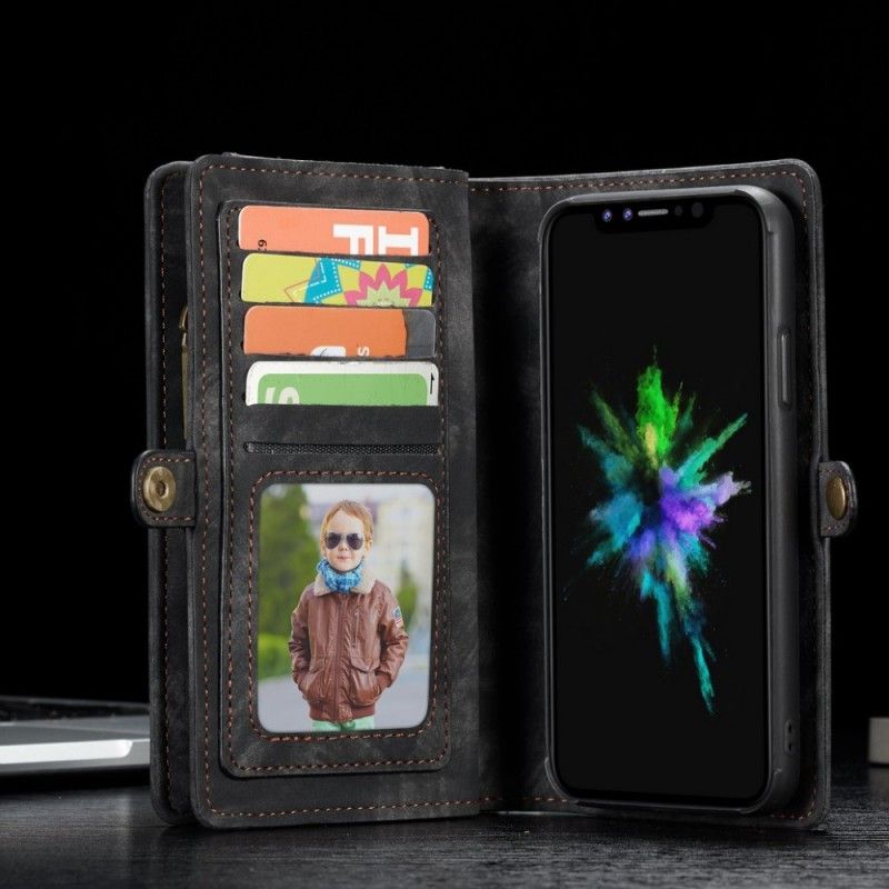 Folio Deksel iPhone XS Svart Avtakbar Caseme Anti-fall