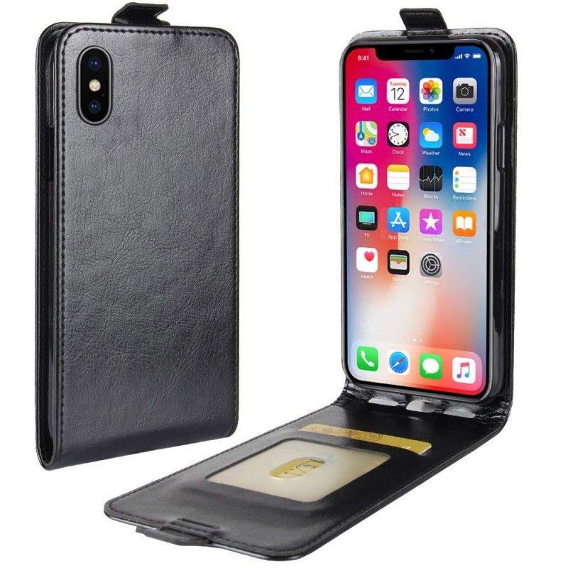 Folio Deksel iPhone XS Svart Retrofolding