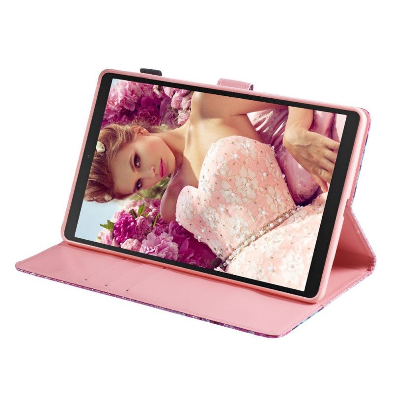 Folio Deksel for Samsung Galaxy Tab A 10.1 (2019) Glitter Sommerfugler