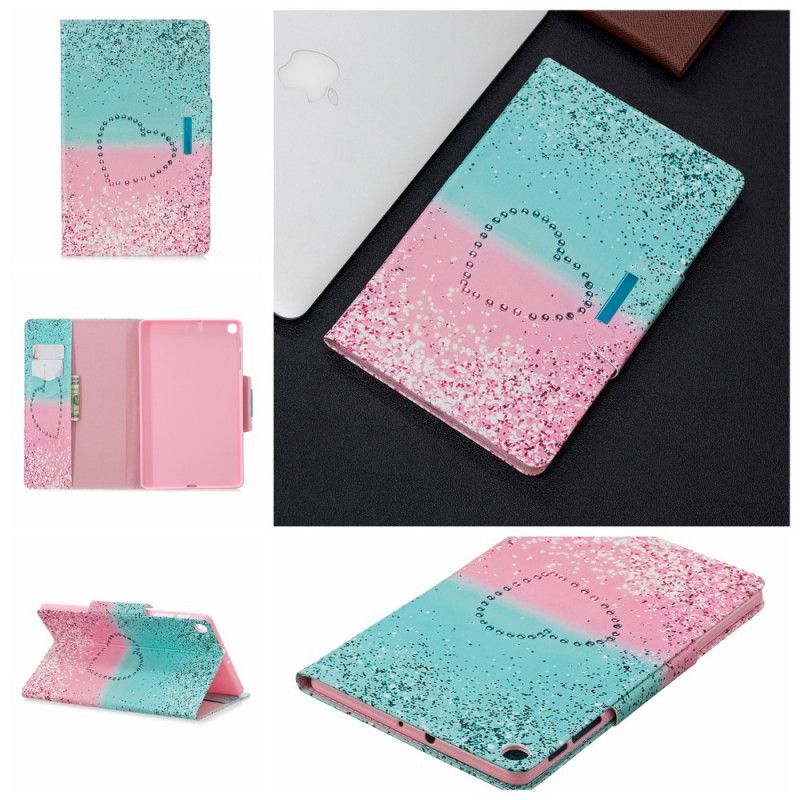 Folio Deksel Samsung Galaxy Tab A 10.1 (2019) Glitterhjerte Med Design Beskyttelse