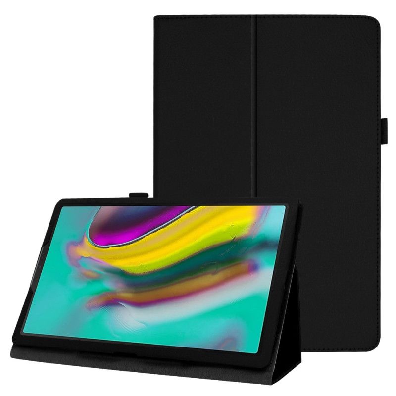 Folio Deksel Samsung Galaxy Tab A 10.1 (2019) Svart 2 Litchi Imitert Skinnklaffer Anti-fall