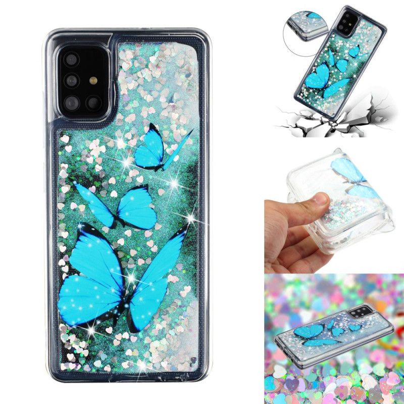 Deksel Samsung Galaxy A52 4G / A52 5G Glitterflygende Sommerfugler Anti-fall