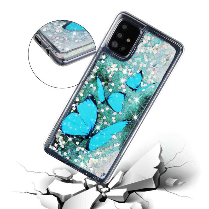 Deksel Samsung Galaxy A52 4G / A52 5G Glitterflygende Sommerfugler Anti-fall