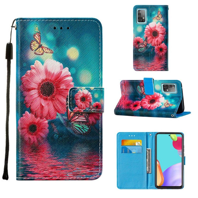 Folio Deksel for Samsung Galaxy A52 4G / A52 5G Blomster Og Sommerfugler