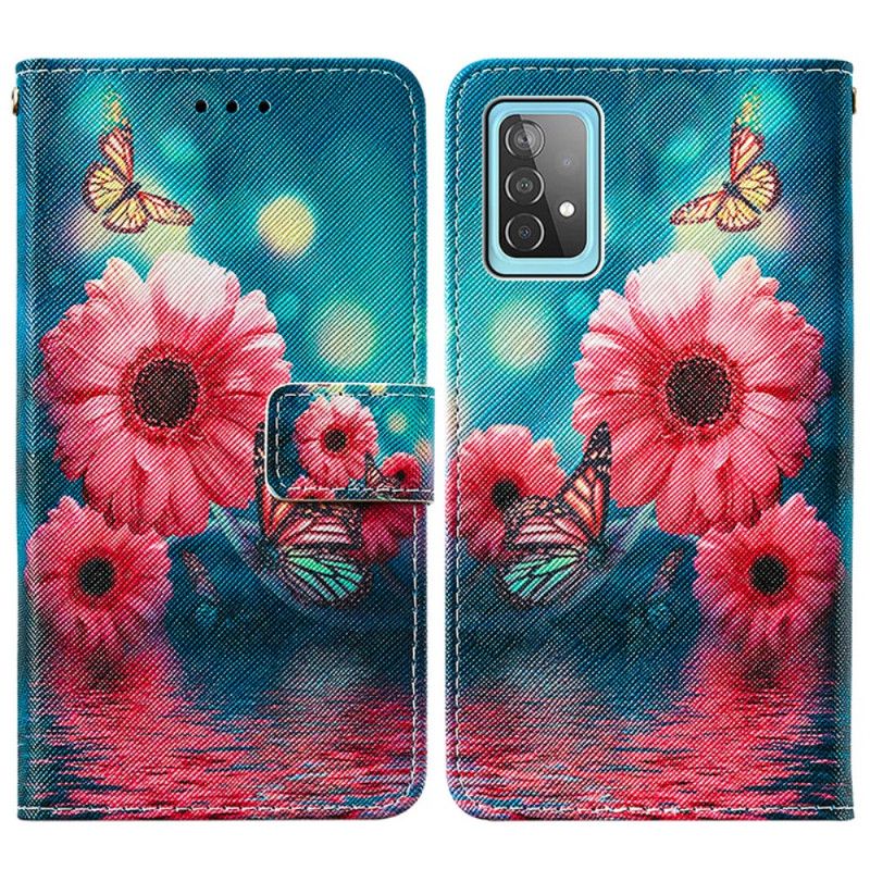 Folio Deksel for Samsung Galaxy A52 4G / A52 5G Blomster Og Sommerfugler