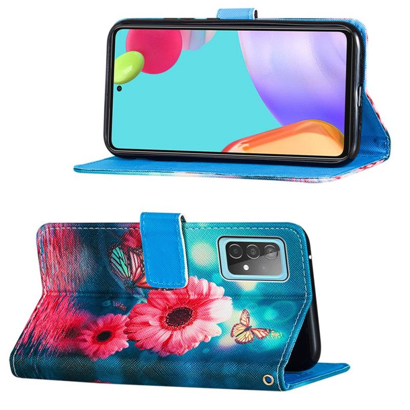 Folio Deksel for Samsung Galaxy A52 4G / A52 5G Blomster Og Sommerfugler