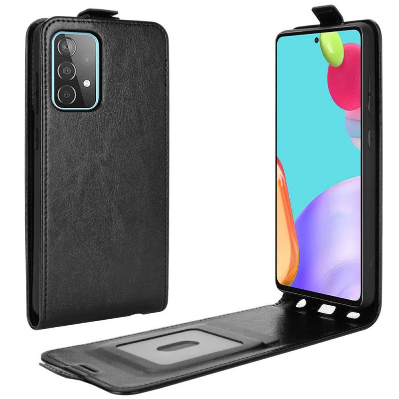 Folio Deksel for Samsung Galaxy A52 4G / A52 5G Svart Vertikal Skinneffektklaff