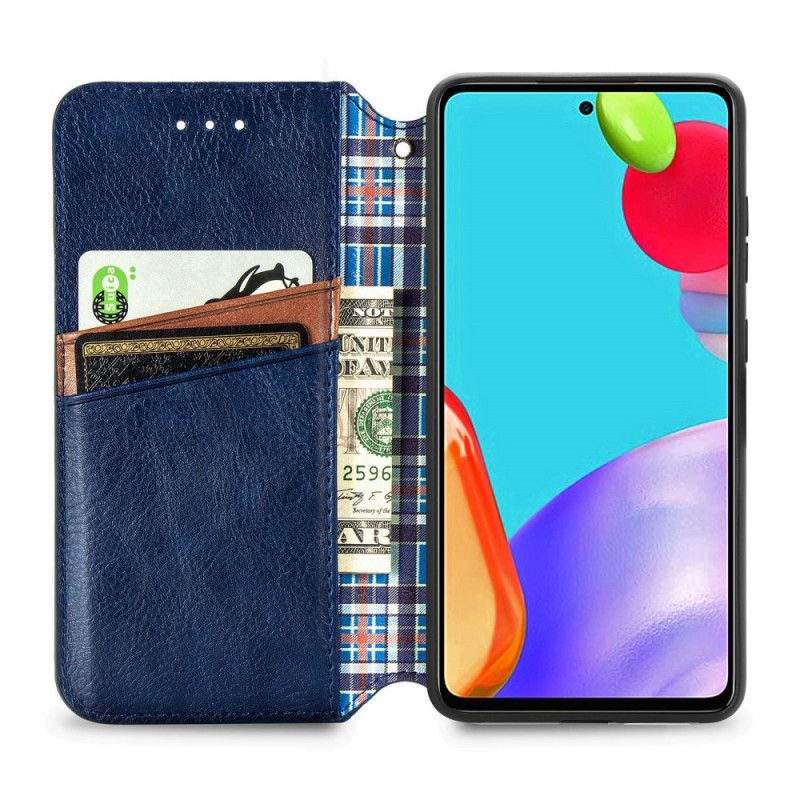 Folio Deksel Samsung Galaxy A52 4G / A52 5G Svart Mobildeksel Diamanttekstur Skinneffekt