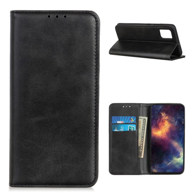 Folio Deksel Samsung Galaxy A52 4G / A52 5G Svart Mobildeksel Vintage Delt Skinn