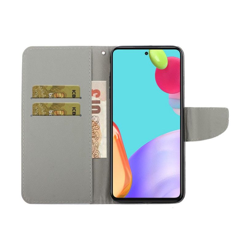 Folio Deksel Samsung Galaxy A52 4G / A52 5G Svart Sommerfuglvariasjoner Med Tanga