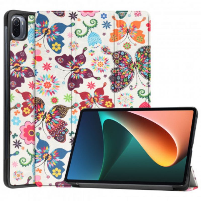 Smart Etui Xiaomi Pad 5 Vintage Blomsterpennholder