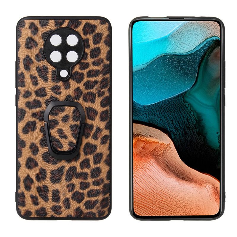 Deksel for Xiaomi Poco F2 Pro Ringstøtte Leopardhudeffekt