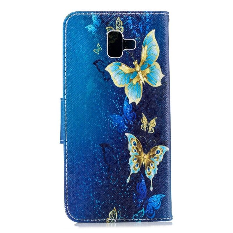 Folio Deksel for Samsung Galaxy J6 Plus Rosa Sommerfugler Om Natten