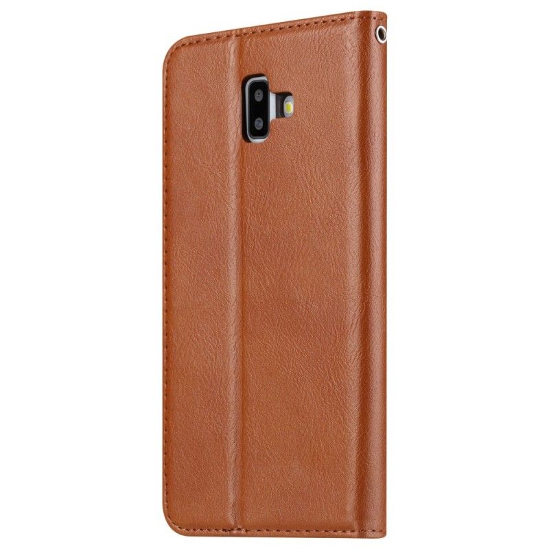 Folio Deksel for Samsung Galaxy J6 Plus Svart Kortholder I Imitert Skinn