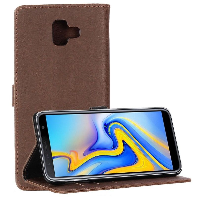 Folio Deksel Samsung Galaxy J6 Plus Brun Vintage Kunstlær Beskyttelse