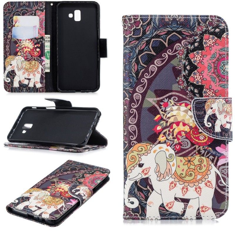 Folio Deksel Samsung Galaxy J6 Plus Etnisk Elefantmandala