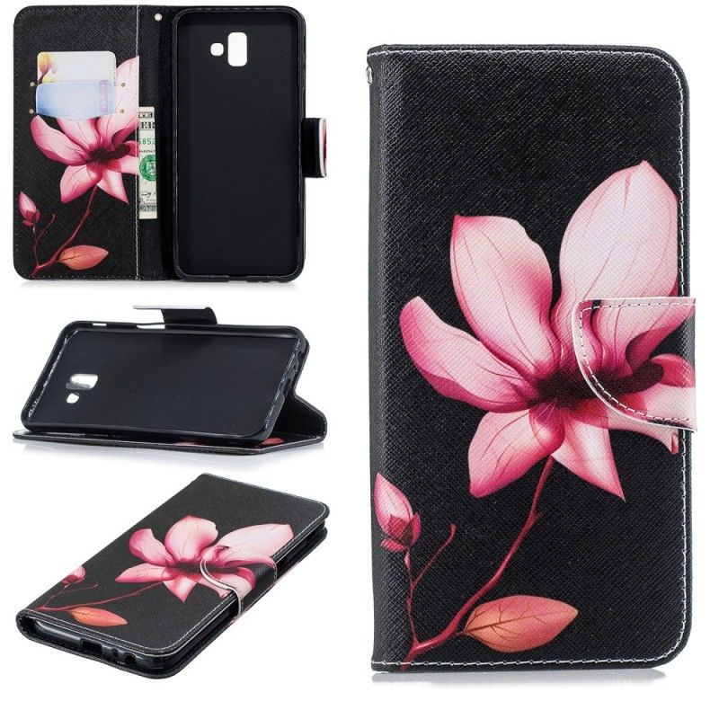 Folio Deksel Samsung Galaxy J6 Plus Rosa Blomst