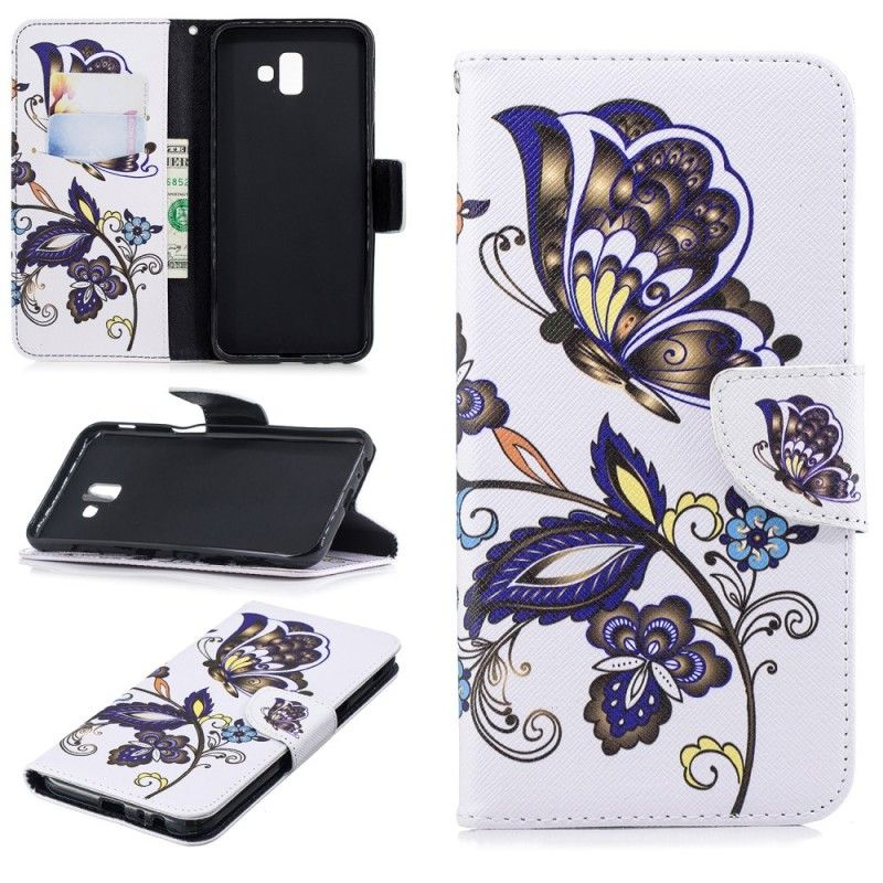 Folio Deksel Samsung Galaxy J6 Plus Sommerfugl Tatovering