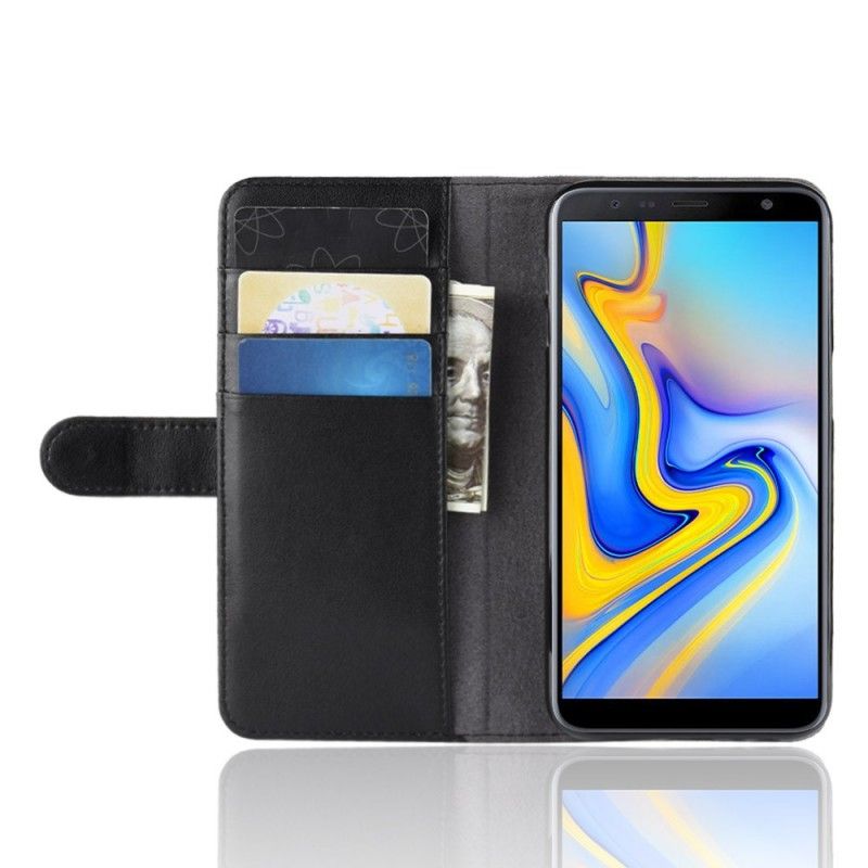 Folio Deksel Samsung Galaxy J6 Plus Svart Delt Skinn