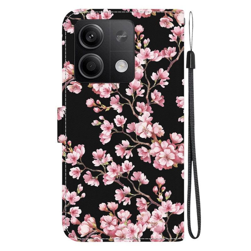 Folio Deksel Xiaomi Redmi Note 13 5g Plommeblomster Med Stropp