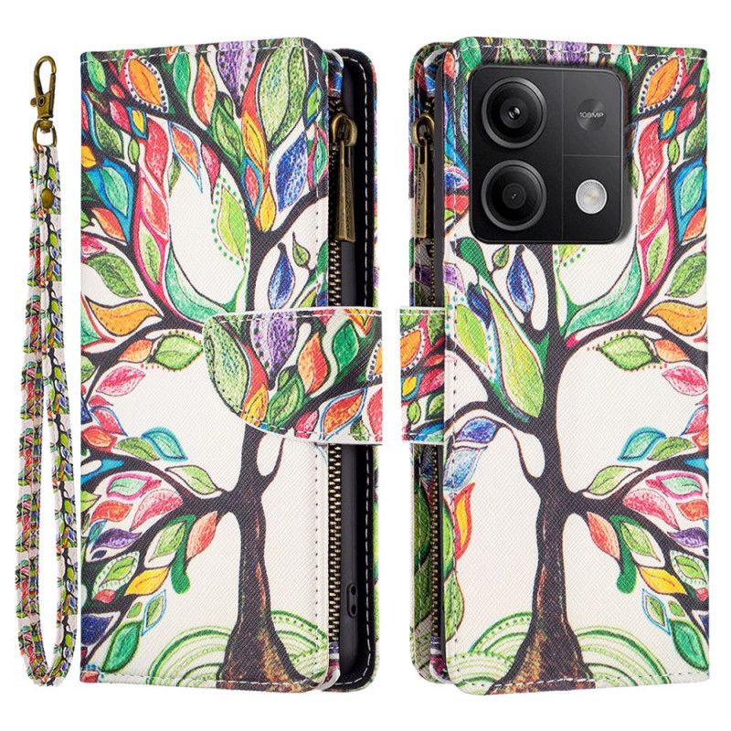 Lærdeksel Folio Deksel Xiaomi Redmi Note 13 5g Mobildeksel Tree Of Life-lommebok Med Stropp