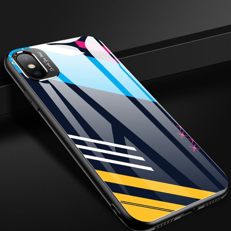 Deksel for iPhone XS Max Magenta Kunstnerisk Herdet Glass