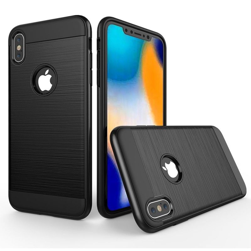 Deksel for iPhone XS Max Svart Børstet Hybrid