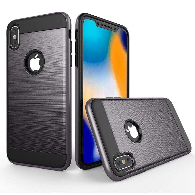 Deksel for iPhone XS Max Svart Børstet Hybrid