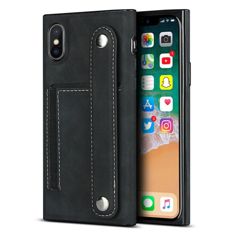 Deksel for iPhone XS Max Svart Kortholder Og Stropp