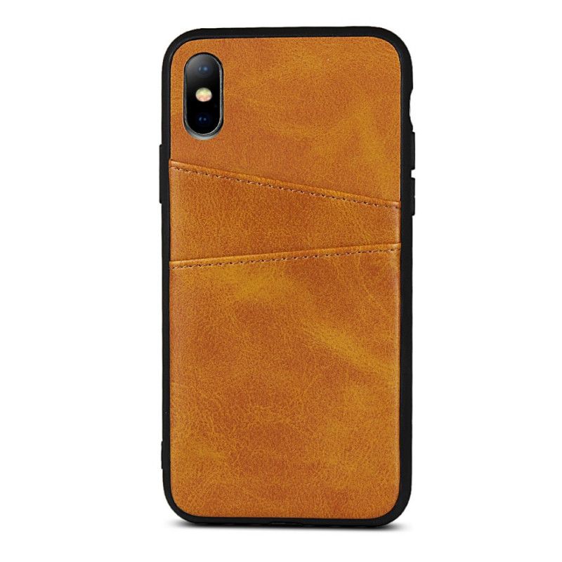 Deksel for iPhone XS Max Svart Monokrom Dobbel Kortholder