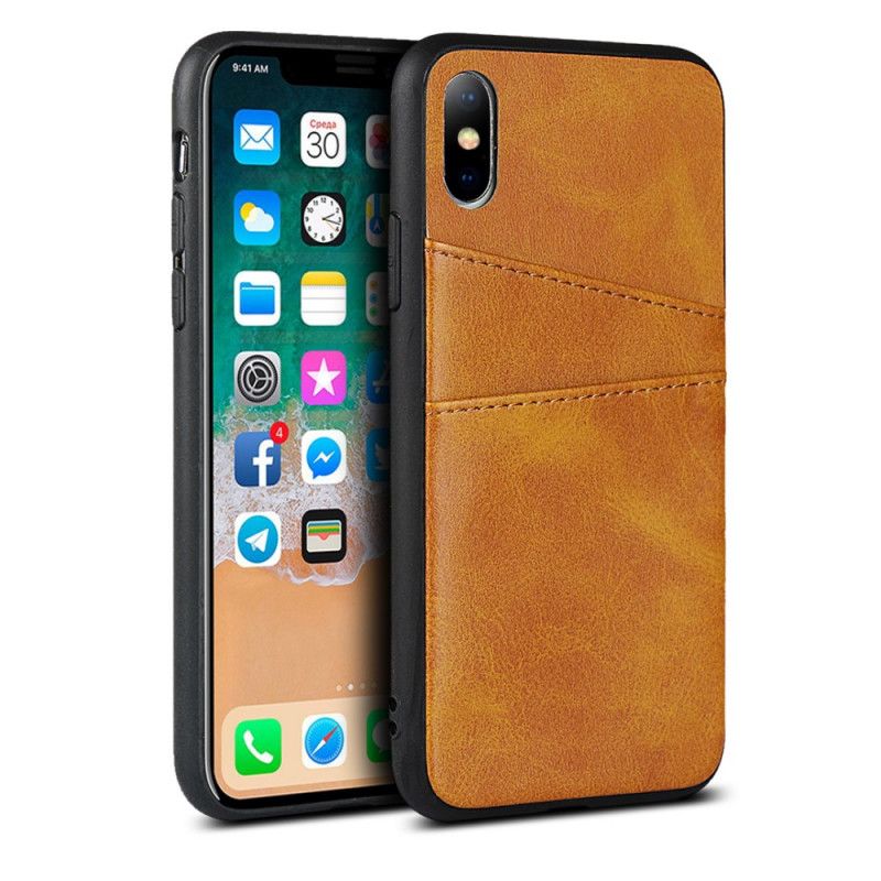 Deksel for iPhone XS Max Svart Monokrom Dobbel Kortholder