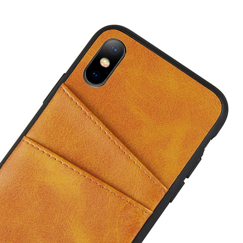 Deksel for iPhone XS Max Svart Monokrom Dobbel Kortholder