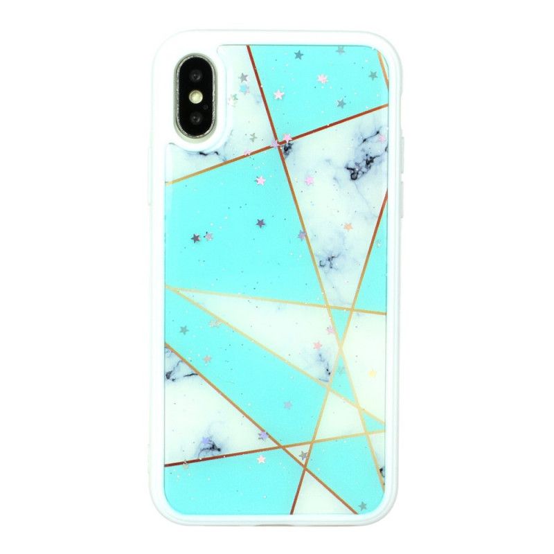 Deksel for iPhone XS Max Svart Silikon Og Epoxymarmor Design