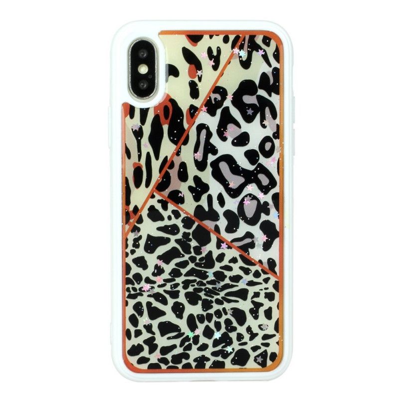 Deksel for iPhone XS Max Svart Silikon Og Epoxymarmor Design