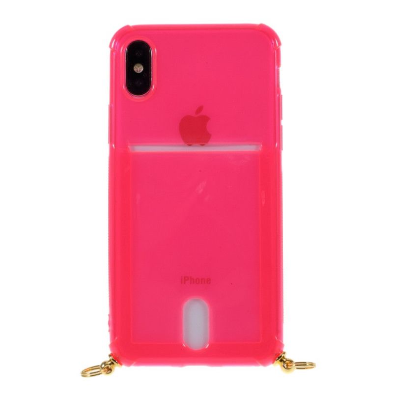 Deksel iPhone XS Max Magenta Ledning Med Kortholder