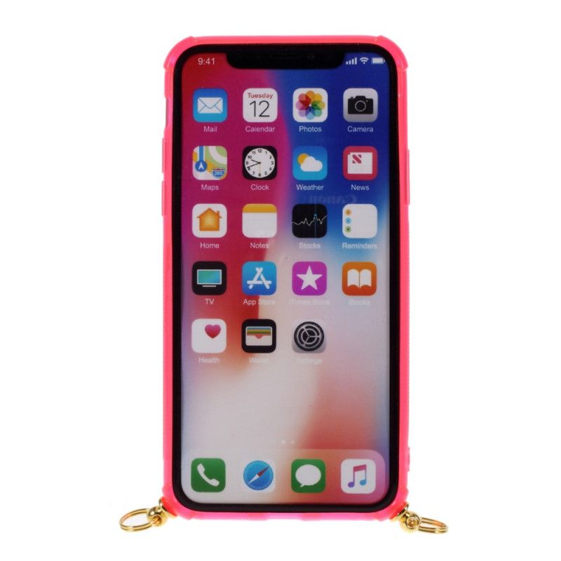 Deksel iPhone XS Max Magenta Ledning Med Kortholder