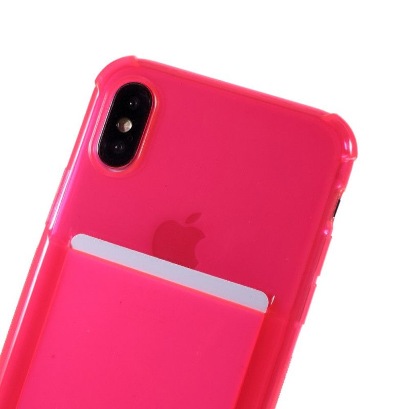 Deksel iPhone XS Max Magenta Ledning Med Kortholder