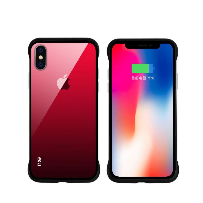 Deksel iPhone XS Max Rød Nxe Herdet Glassfarger Anti-fall