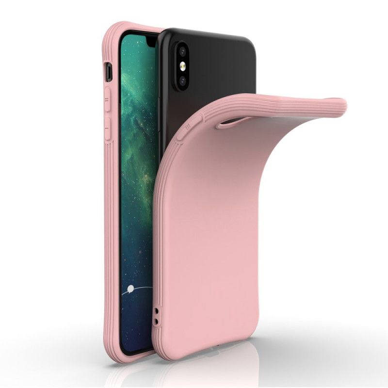 Deksel iPhone XS Max Rosa Fleksibel Matt Silikon