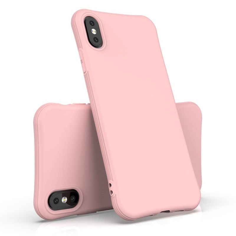 Deksel iPhone XS Max Rosa Fleksibel Matt Silikon