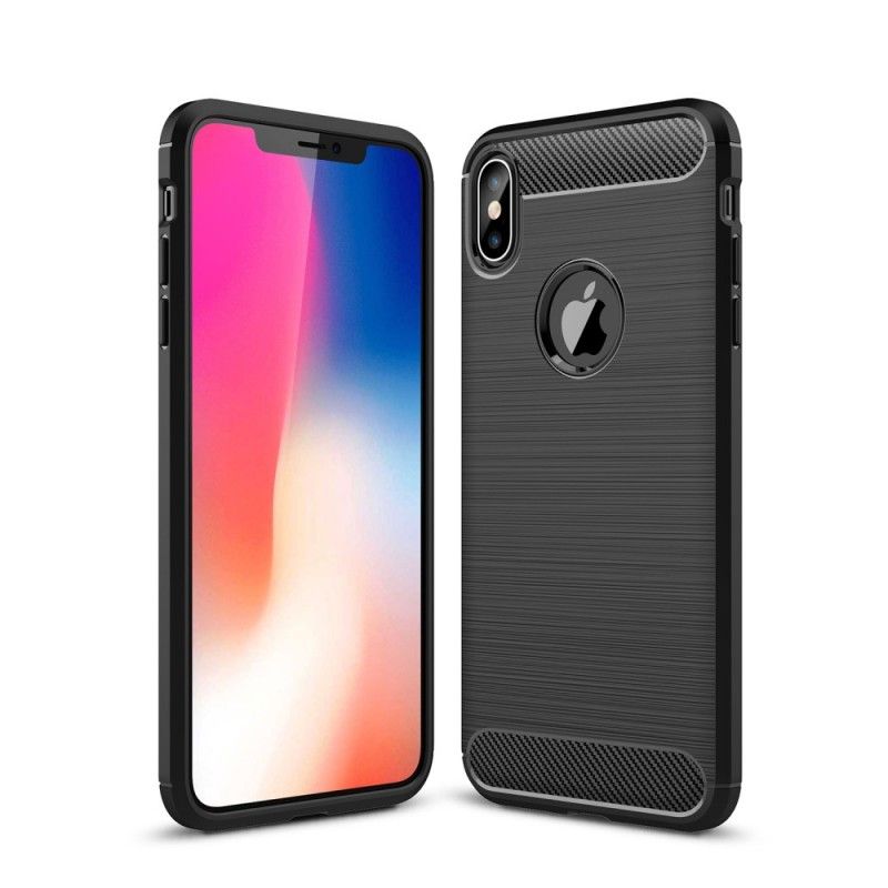 Deksel iPhone XS Max Svart Børstet Karbonfiber