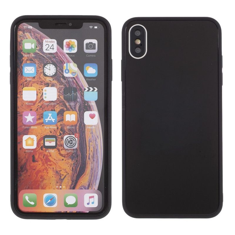 Deksel iPhone XS Max Svart Mobildeksel Glassrygg Og Silikonkant