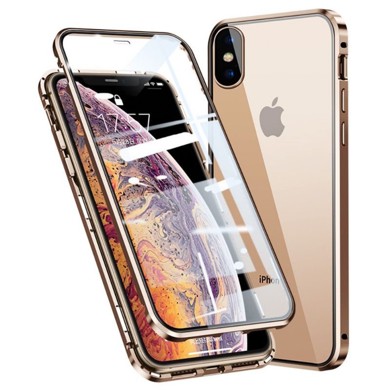 Deksel iPhone XS Max Svart Mobildeksel Herdet Glass Foran Og Bak