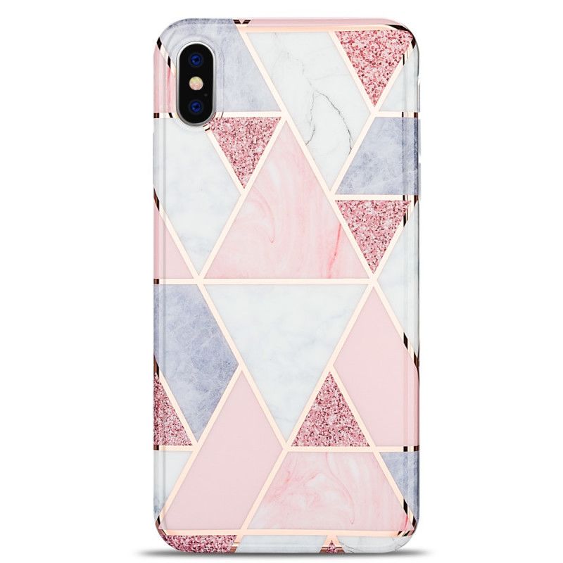 Deksel iPhone XS Max Svart Prangende Geometrisk Marmor