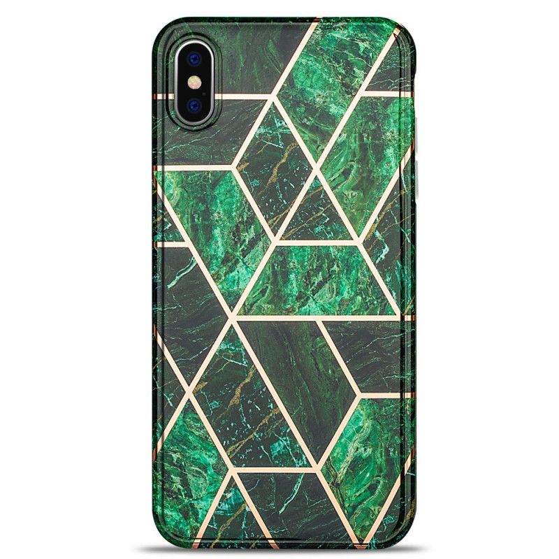 Deksel iPhone XS Max Svart Prangende Geometrisk Marmor