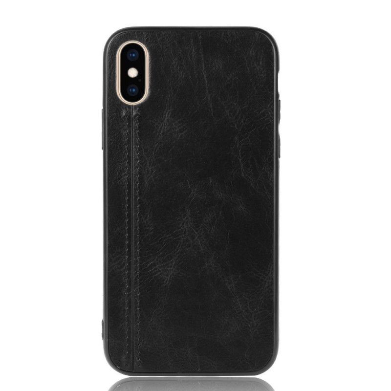 Deksel iPhone XS Max Svart Sydd Skinneffekt