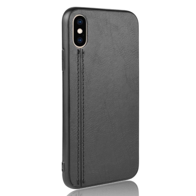 Deksel iPhone XS Max Svart Sydd Skinneffekt