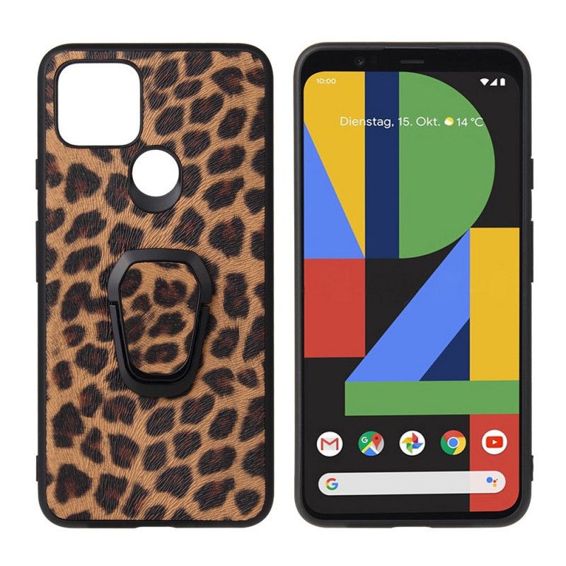 Deksel Google Pixel 5 Mobildeksel Ringholder I Leopardstil