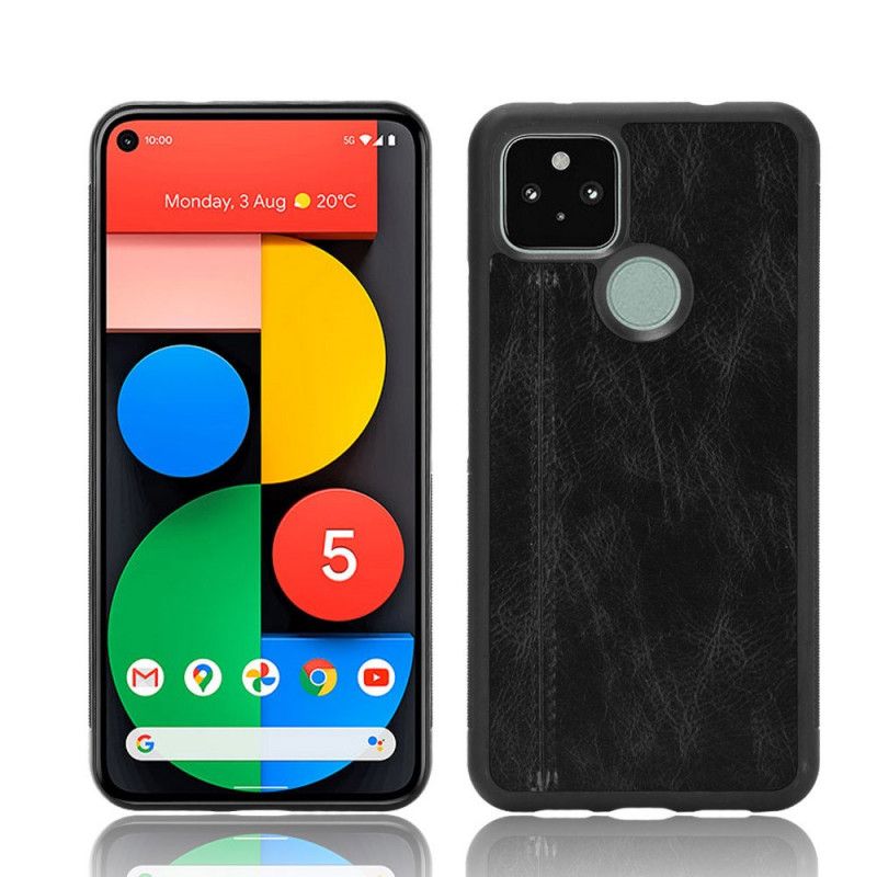 Deksel Google Pixel 5 Svart Sydd Skinneffekt Beskyttelse