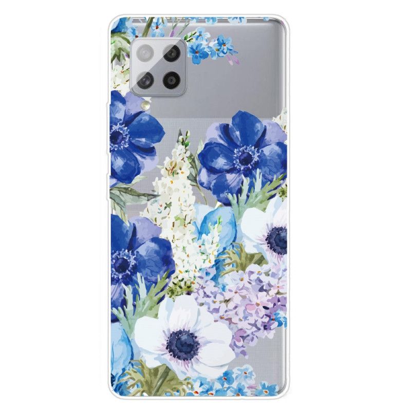 Deksel Samsung Galaxy A42 5G Gjennomsiktige Akvarellblå Blomster